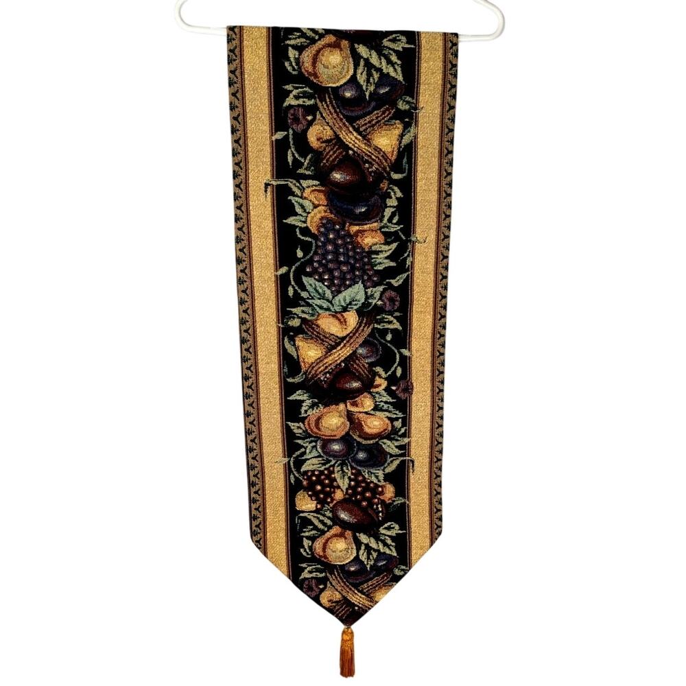 NWOT Manual Woodworkers Old World Italy Tapestry Table Runner 72x12 fruit USA